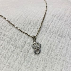 Script Initial P Pendant Sterling Sliver Necklace